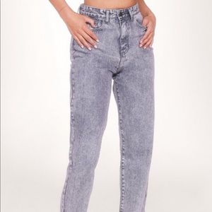 straight leg grey washed denim jeans